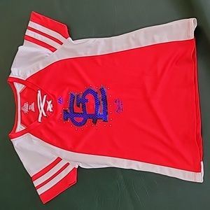 St Louis Cardinals Baseball Jersey Shirt with Lace up front and sequin detail